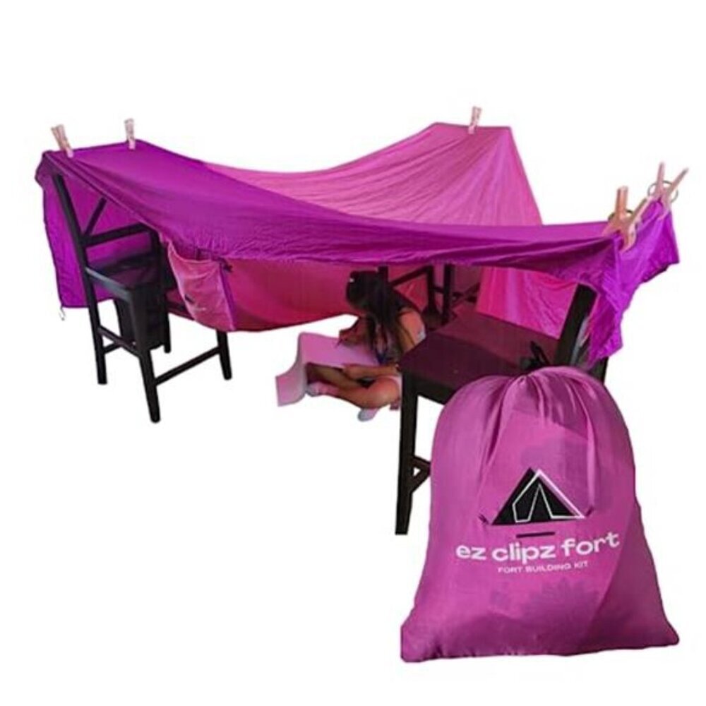 Kids Fort Building Kit- Large Blanket and Clips to Attach to Furniture-Best